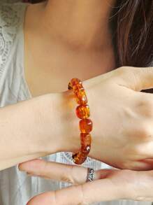 Natural Baltic Amber Beaded Bracelet For Couple's Bangle Therapy Vintage Gemstone Calm And Peace Organic Gem Nature Stone Jewelry Energy Gift