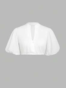 ii Women's Bavarian Oktoberfest Traditional Dirndl Blouse Beer Garden Lantern Sleeve Crop Top, Halloween - White - View 1