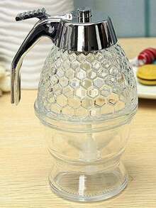 蜂蜜罐和酱料分配器，新型创意漏斗形加压玻璃密封罐，带底座的糖浆分配器，学校用品