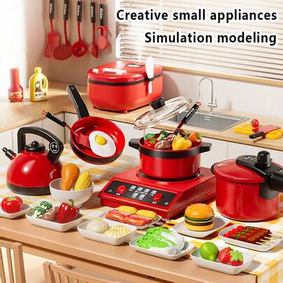 1set Kitchen Toys Set For Kids Girl Cooking Baby Cutting Fruit Cooking Kitchen Utensils Children's Simulation Education Pretend Play