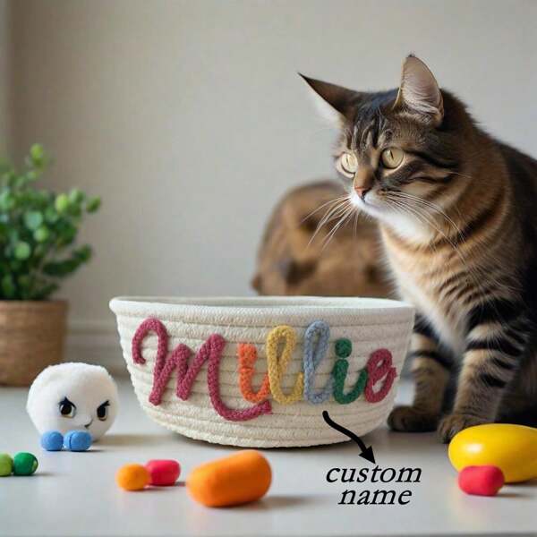 Personalisierter Hundespielzeug Korb mit kundenspezifischem Haustier-Namen Leckerchen Behälter, Welpen Leckerchen Korb, Neues Welpen Geschenk, kundenspezifischer Welpen-Name Spielzeug Käfig, Hund Organizer