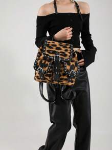 Stylish Leopard Print Women's Backpack - Lightweight Daypack With Adjustable Straps, Pink & Black Animal Pattern Design For Travel, Work, And Casual Use, Travel Backpack | Stylish Handbag | Bag, Backpack For Travel