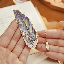 1pc Metal Bookmark, Elegant Creative Feather Bookmark, Stationery Gift,School Supplies,Back To School - Multicolor - View 8