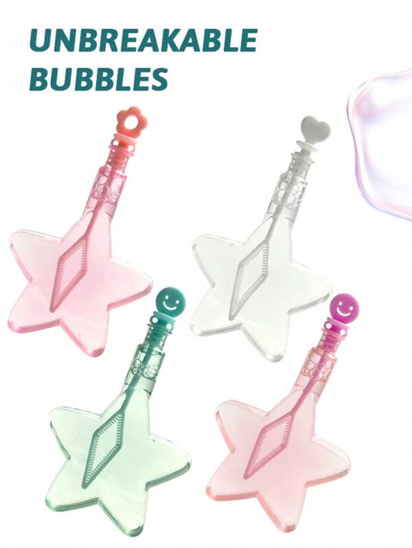 Varita de burbujas con estrella de cinco puntas de colores, juguete portátil soplador de burbujas para niños para usar al aire libre (color/diseño aleatorio)
