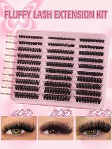 160/290/300pcs D-Curl Fluffy Single Lash Tray,Suitable For Beginners,DIY At Home For Natural Big Eye Makeup,Easy To Use,Soft And Comfortable,Suitable For Professionals,Daily Outings,Travel,Photography,Parties,Weddings ,Single False Eyelashes. - D - 查看 18