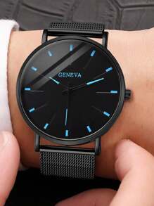 1pc Business And Leisure Men's Watch, A Casual And Simple Round Men's Mesh Quartz Watch, Suitable For Parties, Festivals, And Daily Business Wear, The Best Gift For Men.