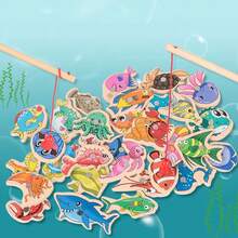MEDOOSI-54 Pieces Kids Wooden Magnetic Fishing Toy Set/Children's Educational Game - 51PCS - 查看 2