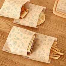 25/50/100pcs Brown Food Sealed Bag, Oil-Proof, Self-Adhesive Storage Bag, Packaging Bag, Sandwich, Bread, Hamburger, Chips, Packaging Bag, Outing, Picnics, Food Self-Adhesive Packaging, Storage Bag, Sandwich Packaging Bag, Chip Packaging, Fried Chicken Packaging Bag, Roasted Chicken Packaging Bag, Food Greaseproof Paper, Pancake Bag