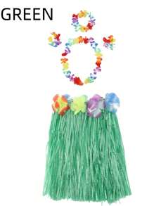 5Pcs/Set Hawaiian Outfits Tropical Party Straw Skirt Set - Perfect For Masquerade, Grass Skirts For Luau Party Adult,Summer Parties, And Birthdays