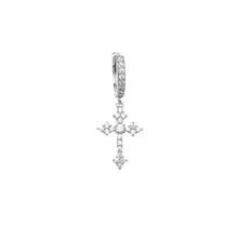 1pc Rhinestone Embellished Rhinestone Cross Earrings, Niche Design, Sophisticated & - Silver - View 4