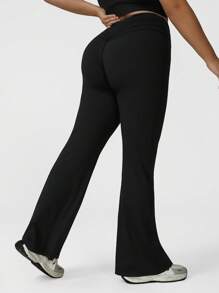 Sodalemon Pantaloni sport evazați pentru femei, mărime Plus, cu talie încrucișată, sport, fitness, dans, ridicare fese