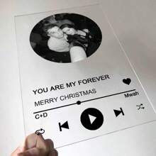 1pc Personalized Customized Wedding Transparent Acrylic Music Player Glass Personal Custom Couple Acrylic Anniversary Photo Album Plaque,Lover Gift.