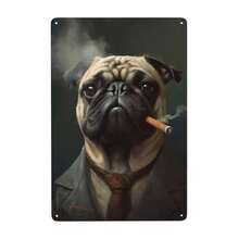 1pc/3PCS Funny Animal Smoking Vintage Metal Sign Retro Dog Giraffe Tin Sign For Home Wall Decor Bar Bedroom Gift 8x12 Inch Frameless Artistic Style Frame Vintage - Multicolor - View 35