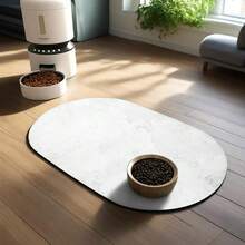 1 件灰色椭圆形宠物垫吸水食物垫防滑速干饮水器地毯适用于宠物狗猫家居房间用品狗用品、狗用品、猫用品、小狗保管食物、狗食垫、猫食垫 - 彩色 - 查看 8