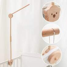 1PC Wooden Crib Holder, Detachable, Adjustable Baby Crib Mobile Arm, Cute Cloud And Bear Design, Hanging Baby Crib Attachment For Nursery Decor, Cot Bed Bell, Wind Chimes, Music Box Attachment