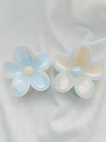 2 件亚克力渐变色大花发夹，简约优雅发髻发饰，别致发夹适合日常休闲/旅行装发夹 - 彩色 - 查看 2