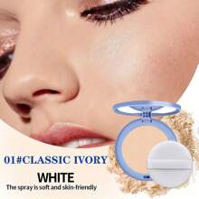 Polvo compacto multicolor, de larga duración, resistente al agua y al sudor, control de grasa, ligero, transpirable, apto para todos los tonos de piel, incluye borla, regalo ideal para maquillaje natural
