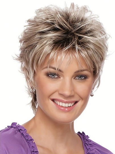 Touca de peruca curta e cacheada para mulheres, fibra resistente a altas temperaturas e resistente ao calor com rede rosa, densidade de 150%, adequada para passeios diários e festas