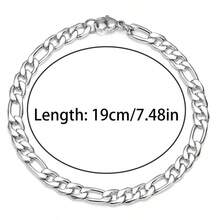 6pcs Simple Stainless Steel Chain Bracelet Set, Universal Daily Versatile Vacation Date Gift Casual Matching For Men And Women - Silver - View 9