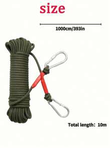 1 Pc (1000cm/394in) Steel Core Clothesline, Wind Resistant No Drill Needed Extra Long Steel Cord Clothesline With 2 Hooks, Outdoor/Indoor Drying Rope, Camping Accessory