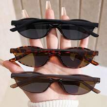 3 件装新款复古椭圆形小框时尚眼镜，男女通用，时尚高端休闲街头摄影男女通用眼镜，万圣节学院风，适合返校季椭圆形 - 3pcs(黑框灰+茶框茶+豹紋框茶) - 查看 2