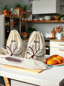 1Pc Linen Bread Bags Burlap Reusable Drawstring Bread Bags Unbleached Loaves Pastries Pouch Handmade Food Storage For Bakery Baguette Picnic Wedding Wrapping Camping