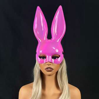 Máscara de conejita sexy para mascarada, máscara de disfraz de conejo lindo, disponible en negro y blanco, diseño de graffiti personalizable, apta para hombres y mujeres, ideal para Halloween, carnaval y celebraciones de Pascua