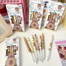 1 pieza Cuaderno tamaño A7 con tema de Capibara, estilo lindo de Capibara, 65 páginas cada uno, con espiral, páginas perforadas, tapa con , diseño de dibujos animados versátil apto para varias escenas, vuelta al cole - Multicolor - Ver 9