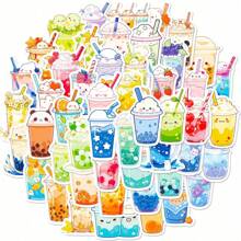 50/100 Stücke niedliche Boba Aufkleber für Wasserflasche, ästhetische Vinyl Getränke Aufkleber für Laptop, Skateboard, Handy, wasserfeste Aufkleber im Großpaket für Jugendliche, Erwachsene, Schulbedarf