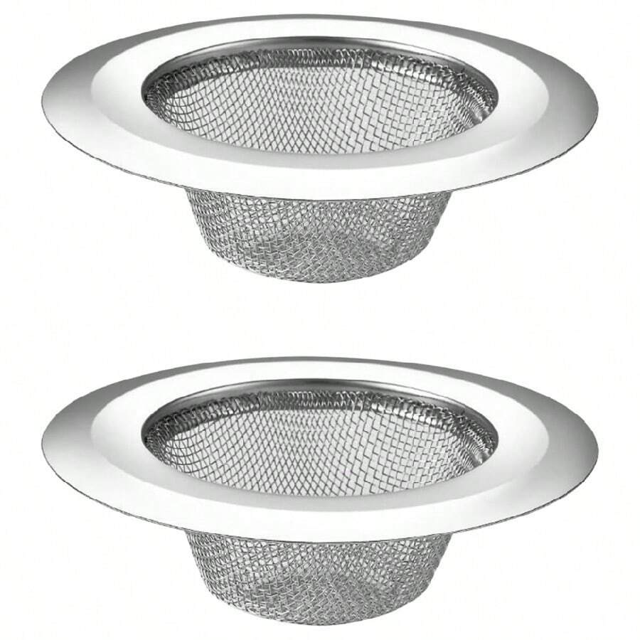 2-Pack - Kitchen Sink Mesh Strainer - Stainless Steel Drain Strainer - Large, Wide Rim, 11.4 Cm Diameter, Food Waste Catcher - Drain Basket Strainer, Drain Grate For Garbage Disposal