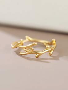 1pc Minimalist Deer Antler Branch Adjustable Open-Ended Ring - Gold - View 5