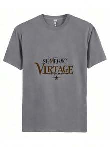 2025 Summer Men's Diy  T-Shirt Casual Print-A Logo That Says Semeric VIRTAGE On A White Background. - Grey - View 1