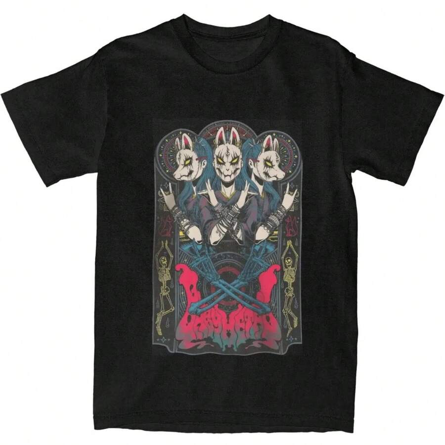 Babymetal T Shirt Tour Hippie T Shirts Short-Sleeved Y2K  Tshirt Beach Cotton O Neck Oversized Top Tees - màu đen - Xem 1