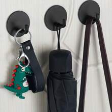 Stainless Steel Black No-Drill Adhesive Hooks, Strong Sticky For Kitchen/Bathroom/Home/RV Hanging Hooks, Removable Wall Hooks For Hanging Dishcloths, Towels, Clothes, Bathrobes, Keys, Bathroom Accessories, Room Decor