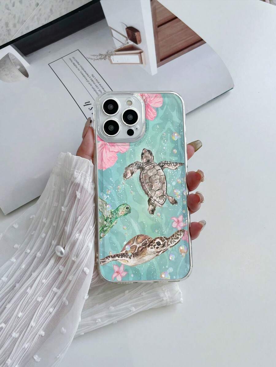 1 Stück transparente TPU Schildkröten/Meeresschildkröten Ozean Element stoßfeste Handyhülle kompatibel mit iPhone, Apple, Android Handys, OPPO, Galaxy, Redmi Note 13, Galaxy A14, Galaxy A32 4G, wasserdicht, kratzfest, stoßfest - Verschiedenfarbig - Übersicht 1