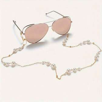 1 st personliga lyxiga stora pärl- och små pärlhalsband med ögonmasker, ögonmaskkedjor, ansiktsmaskremmar, solglasögonhalsband och ögonmaskremmar, skola, lämplig för semester och lek (exklusive glasögon)