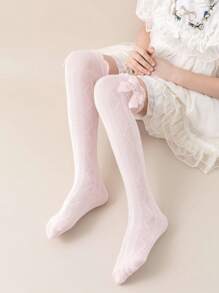 1/2/3 Paar Rhombus Spitze Schleife Mesh Overknee Socken, minimalistisch vielseitig atmungsaktiv Kinder/Schüler Socken