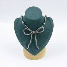 Bohemien Vintage Stil Kunstperlen Schleife Halskette Westlicher Schmuck - Für Frauen Cowgirl, perfekt für den Alltag und als Geschenk