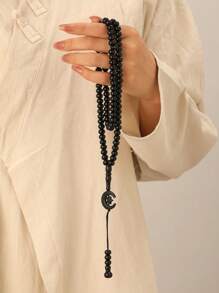 1pc Men's Arabic Crescent Moon Beaded Bracelet/Prayer Beads, Fashionable Jewelry For Everyday Wear