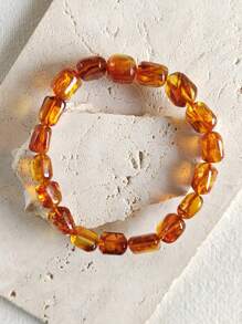 Natural Baltic Amber Beaded Bracelet For Couple's Bangle Therapy Vintage Gemstone Calm And Peace Organic Gem Nature Stone Jewelry Energy Gift