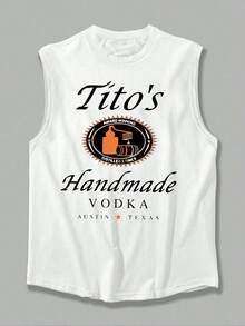 Tito's Vodka Tribute Graphic Men's Tank Top 100% Cotton 220g - White - View 4