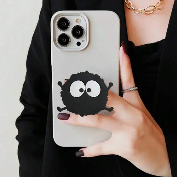 Supporto pieghevole per telefono a forma di ciottolo nero carino - facile da usare e installare, angolo regolabile, pratico, alla moda e durevole, adatto a tutti i telefoni, compatto e portatile, perfetto come regalo per amici e per comple anni. Compatibile con , smartphone Android, ideale come regalo per compleanni, famiglia, amici. Impugnatura per telefono push-pull, supporto per telefono, accessori per telefono compatibili con , smartphone Android, regalo per compleanni, famiglia, amici