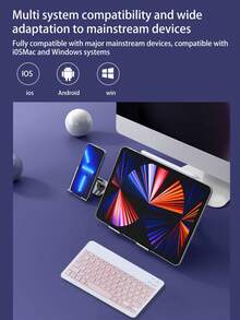 AKKHOO Teclado inalámbrico de 10 pulgadas ultrafino, recargable, silencioso, inalámbrico para tabletas/portátiles, teclado mini compatible con iPad - Azul - Ver 7