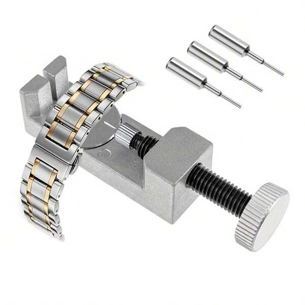 Silvery Metal Watch Band Strap Bracelet Link Pin Remover Tool Kit With 3pcs Needles, Adjustable Watch Repair Tool, No Power Required, Ideal Gift For Watch Enthusiasts Home Decor Back To School Room Decor School Supplies