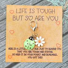 1pc/5pcs Charming Ladybug & Daisy Keychains With Inspirational Pocket Hug Cards - Decorative Metal Lobster Clasp Key Rings, Perfect For Birthdays, Weddings, Back-To-School, Graduation, Christmas, Valentine's Day, And More Backpack For School Halloween Accessories Teachers Day Gift Ideas Bag Accessories Lanyards With Id Holder Car Accessories Bag Charms - Multicolor - View 14