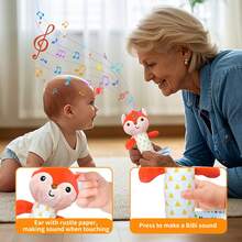 1pc Easy-Grip Baby Rattle Toy - Adorable Cartoon Sheep/Fox Shaped Design With Musical Notes, Durable Polyester Material, Perfect For Car Seat, Strolling, Playtime, Daycare Toys | Musical Rattle | Soft Texture (Multiple Styles Available) - Multicolor - View 7