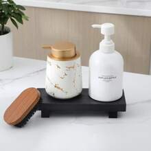 1pc Wood Pedestal Stand Display Stool For Bathroom Kitchen Sink Soap Tray Candle Plant Tray Perfect Farmhouse Decor For Bathroom And Kitchen Back To School