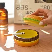 1pc Creative Ashtray, Cute Hamburger Shaped Ashtray, Desktop Portable Modern Ashtray, Suitable For Home Office Fashion Decoration Handmade Gift, A Surprise Small Gift For Girlfriends To Give To Boyfriends - Yellow - View 6
