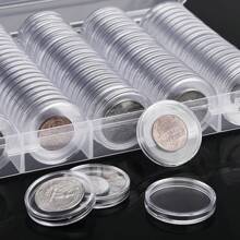 100 Pieces Of 30mm Coin Capsules With Transparent Plastic Silver Dollar Holders, Suitable For Collectors With Circular Coin Protective Covers, With Storage Boxes, Suitable For Morgan Silver Dollar Collection Items
