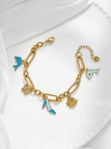 Mazuer 1 pieza Pulsera de charm elegante minimalista y versátil de oro estilo vintage para el verano y la playa, diseño chic para mujeres, regalo para el Día de la Madre, Y2K, Ramadán Eid, Acción de Gracias, Fiesta del Día de la Independencia, uso diario y casual, vacaciones